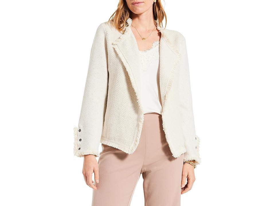 Womens Metallic Frayed Knit Jacket Product Image