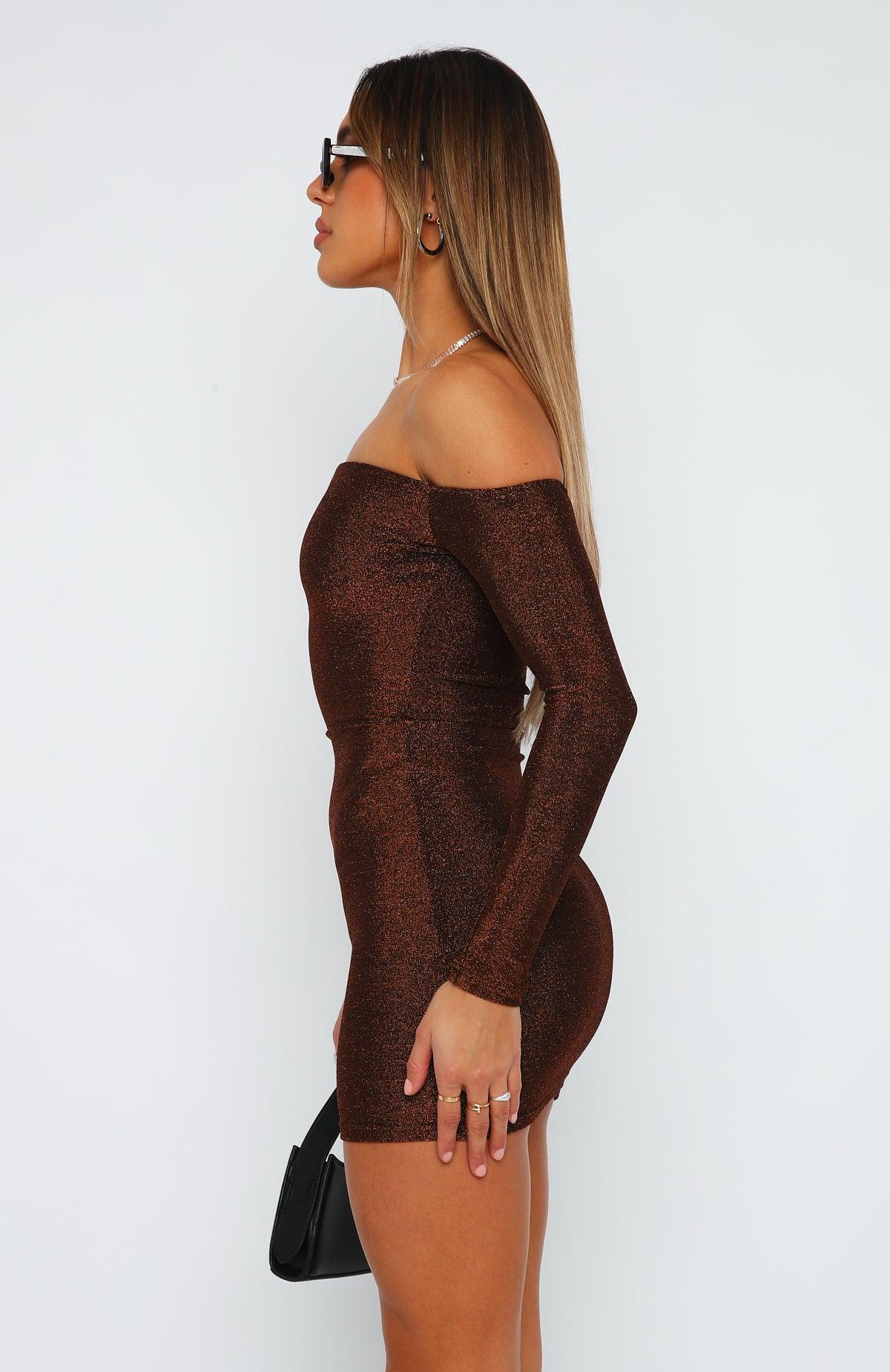 Won't Get Over You Long Sleeve Mini Dress Bronze Product Image