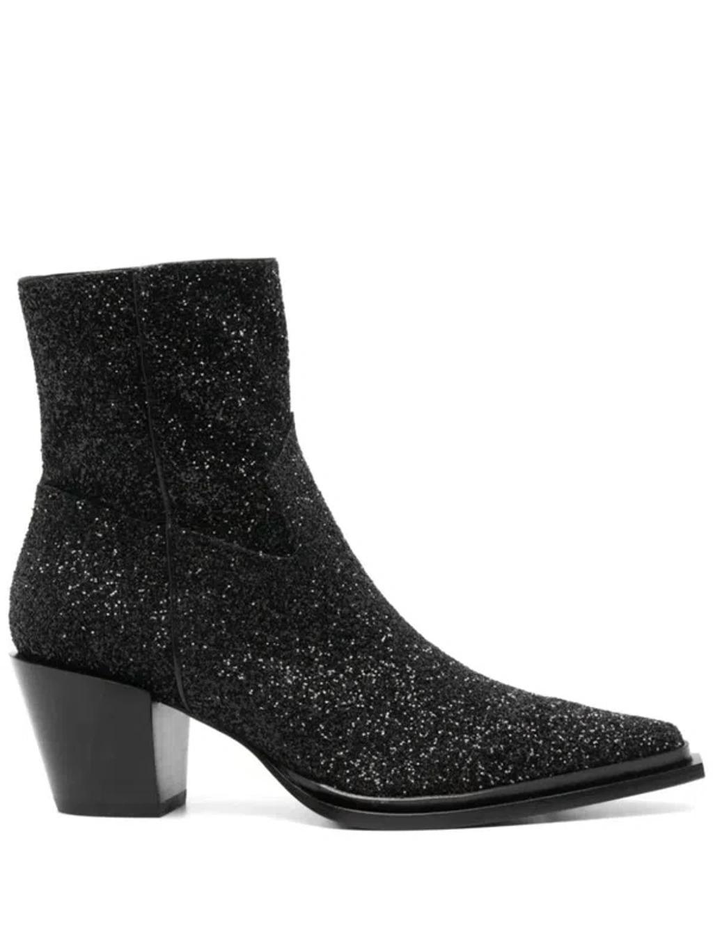 JIMMY CHOO Cece Ab 60mm Glitter Ankle Boots In Black Product Image