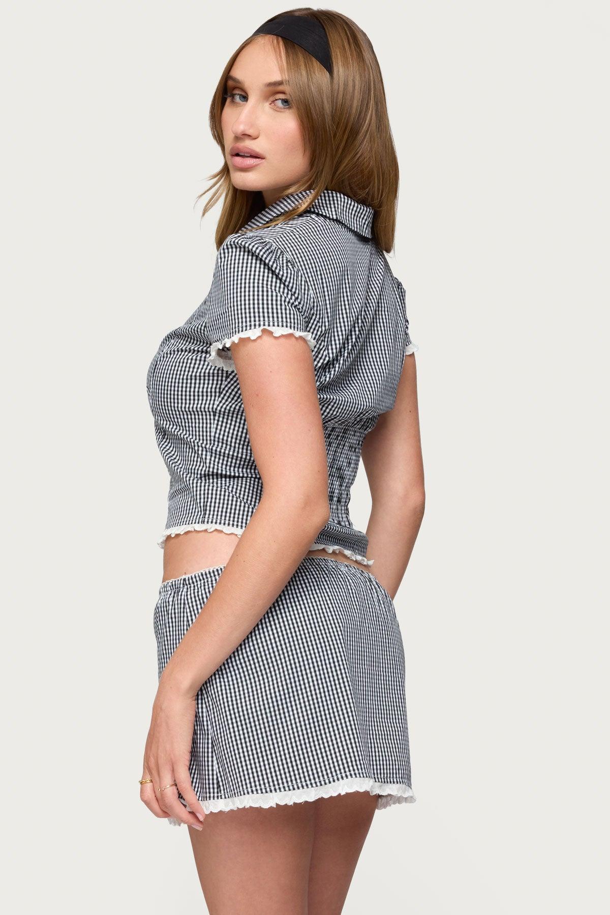 Paige Gingham Tailored Button Up Shirt Product Image