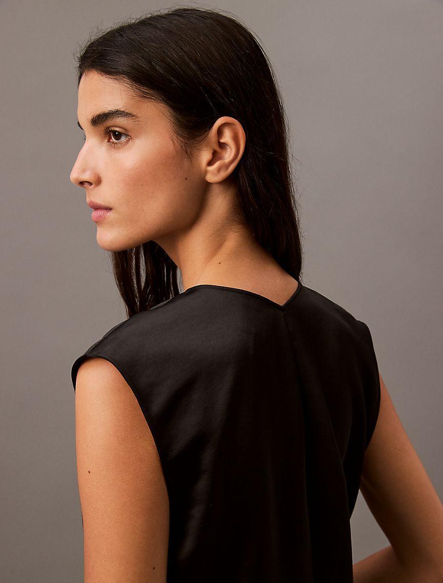 Satin Sleeveless V Neck Blouse Product Image