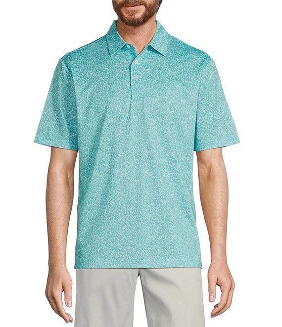 Roundtree & Yorke Performance Short Sleeve Outline Floral Print Polo Shirt Product Image