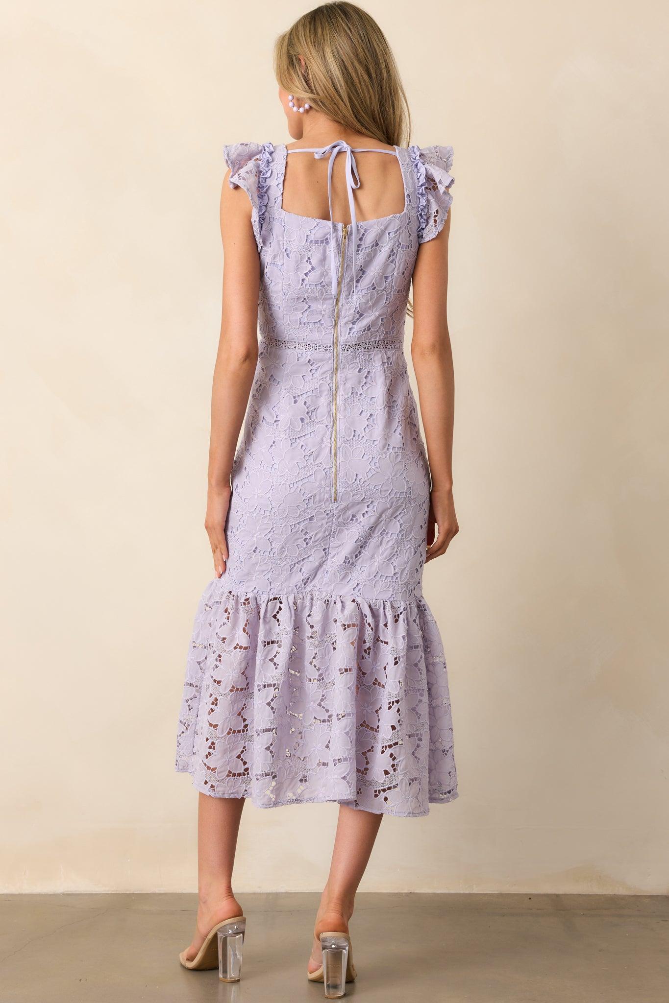 A Novel Approach Lavender Floral Embroidered Midi Dress Product Image