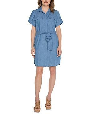 Liverpool Los Angeles Cotton Chambray Shirt Dress Product Image