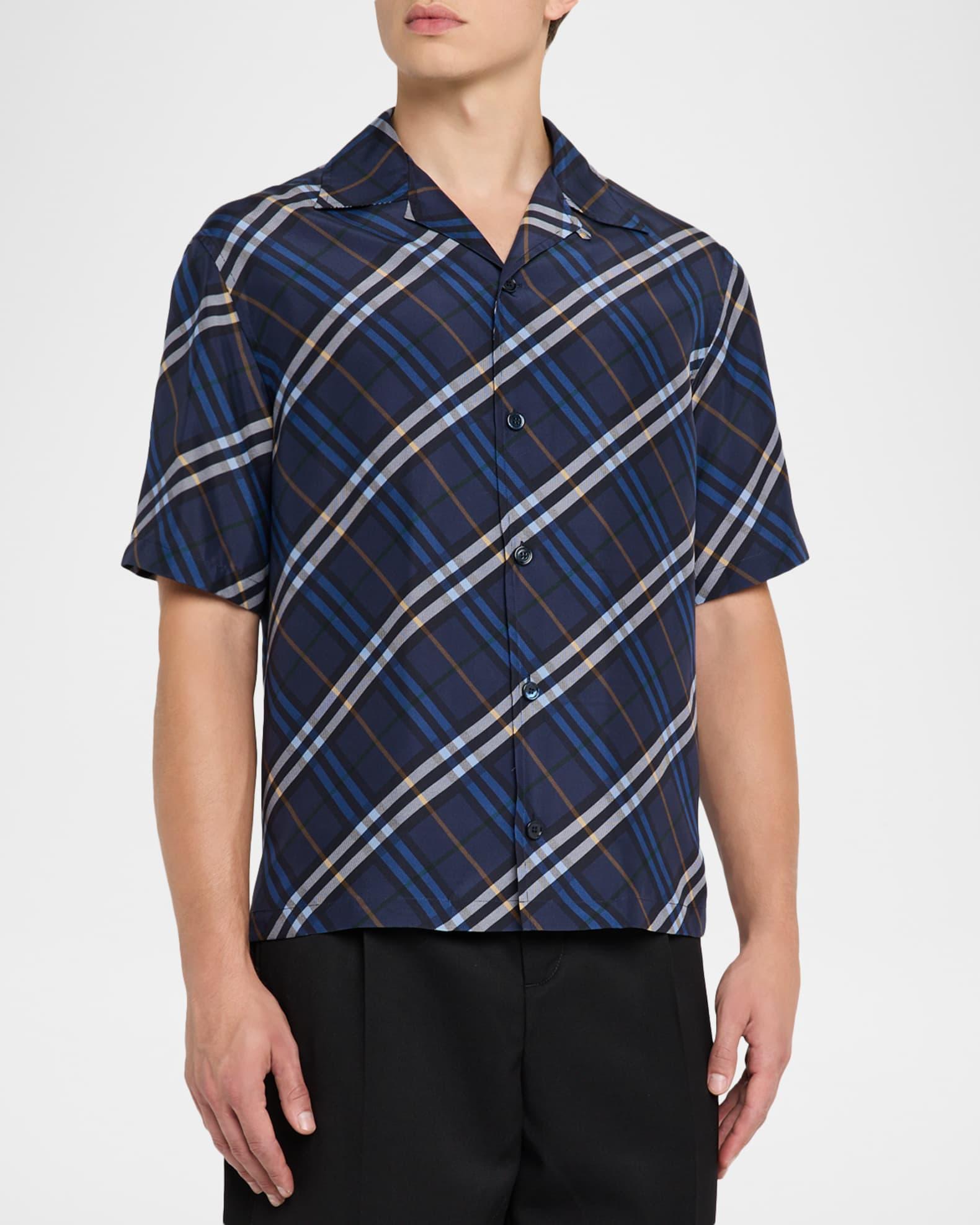 Men's Diagonal Check Short-Sleeve Shirt Product Image