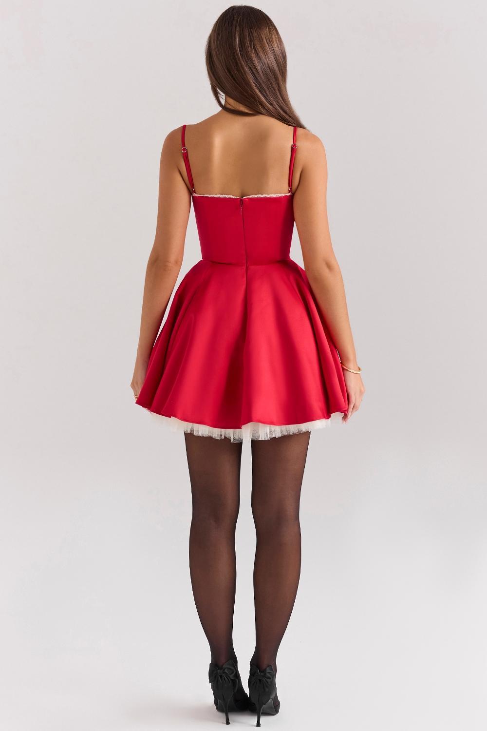 Minimoiselle Holly Red Satin Tulle Mini Dress Product Image