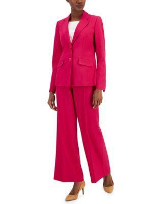 Nipon Boutique Crepe Notch Lapel Collar Long Sleeve Button Front Jacket Pant Set Product Image