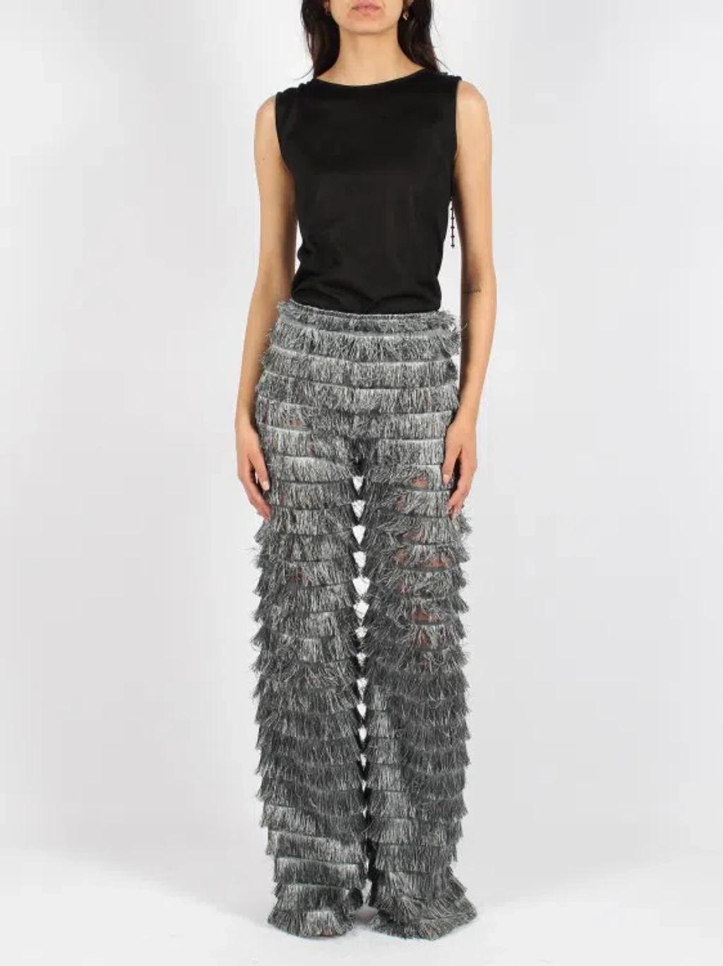 ALBERTA FERRETTI Fringes Fil Coupé Trousers In Fantasia Grigio Product Image