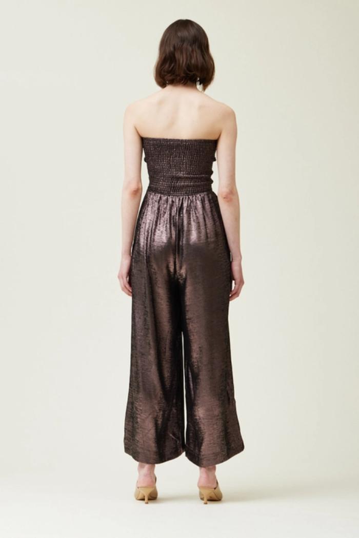 Tie Front Shine Strapless Jumpsuit Product Image