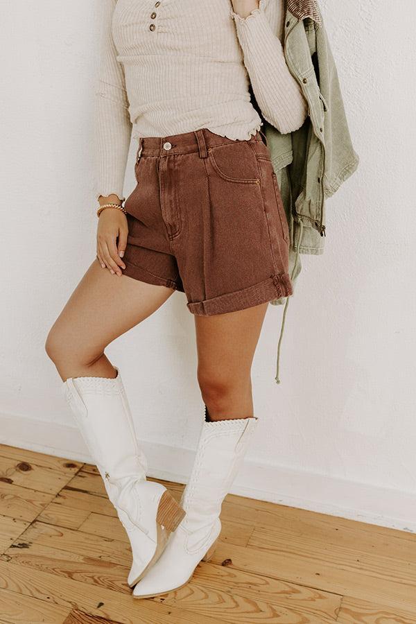 The Milly High Waist Shorts in Hazelnut Product Image