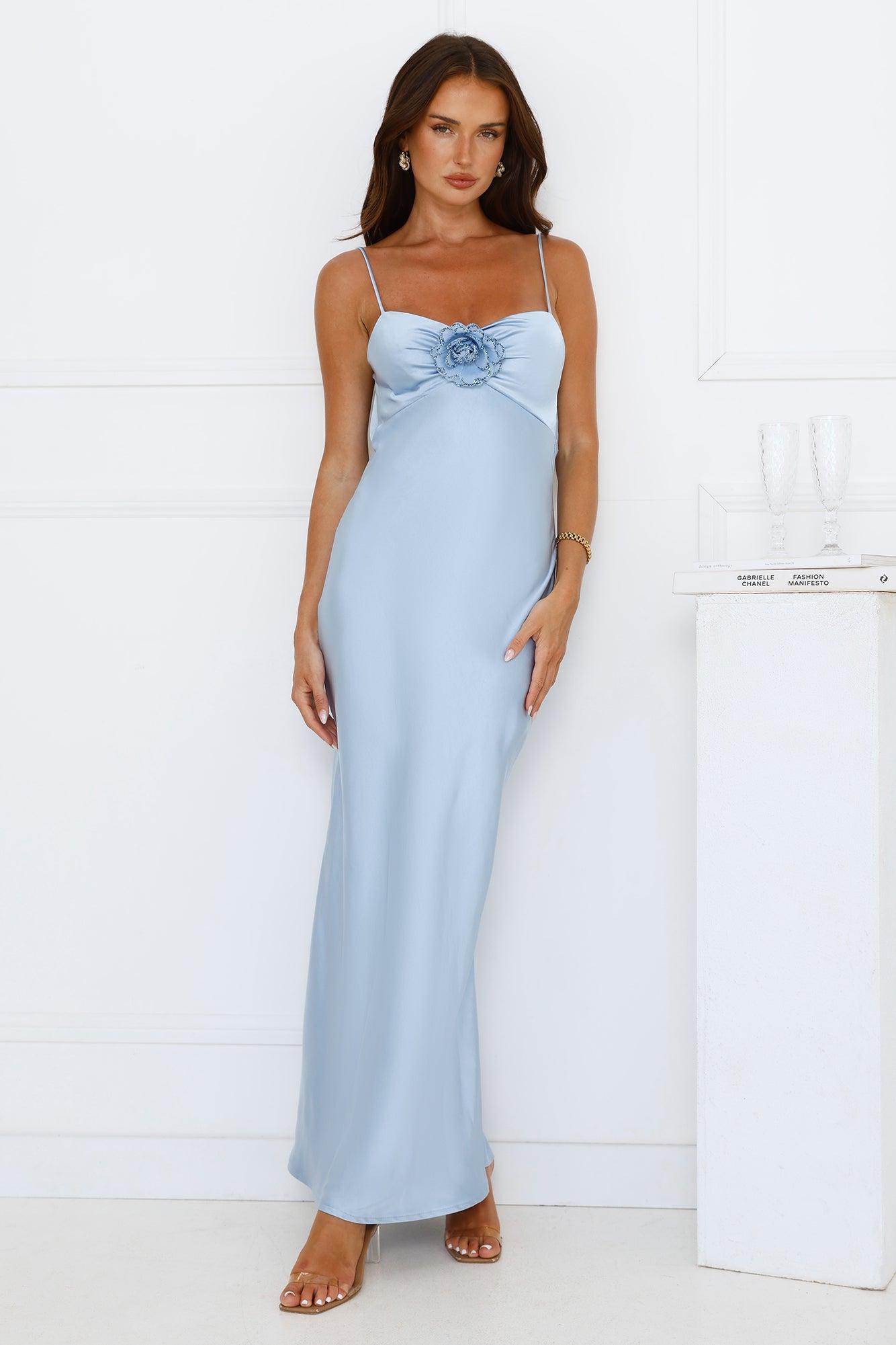 Ultimate Style Satin Maxi Dress Blue Product Image