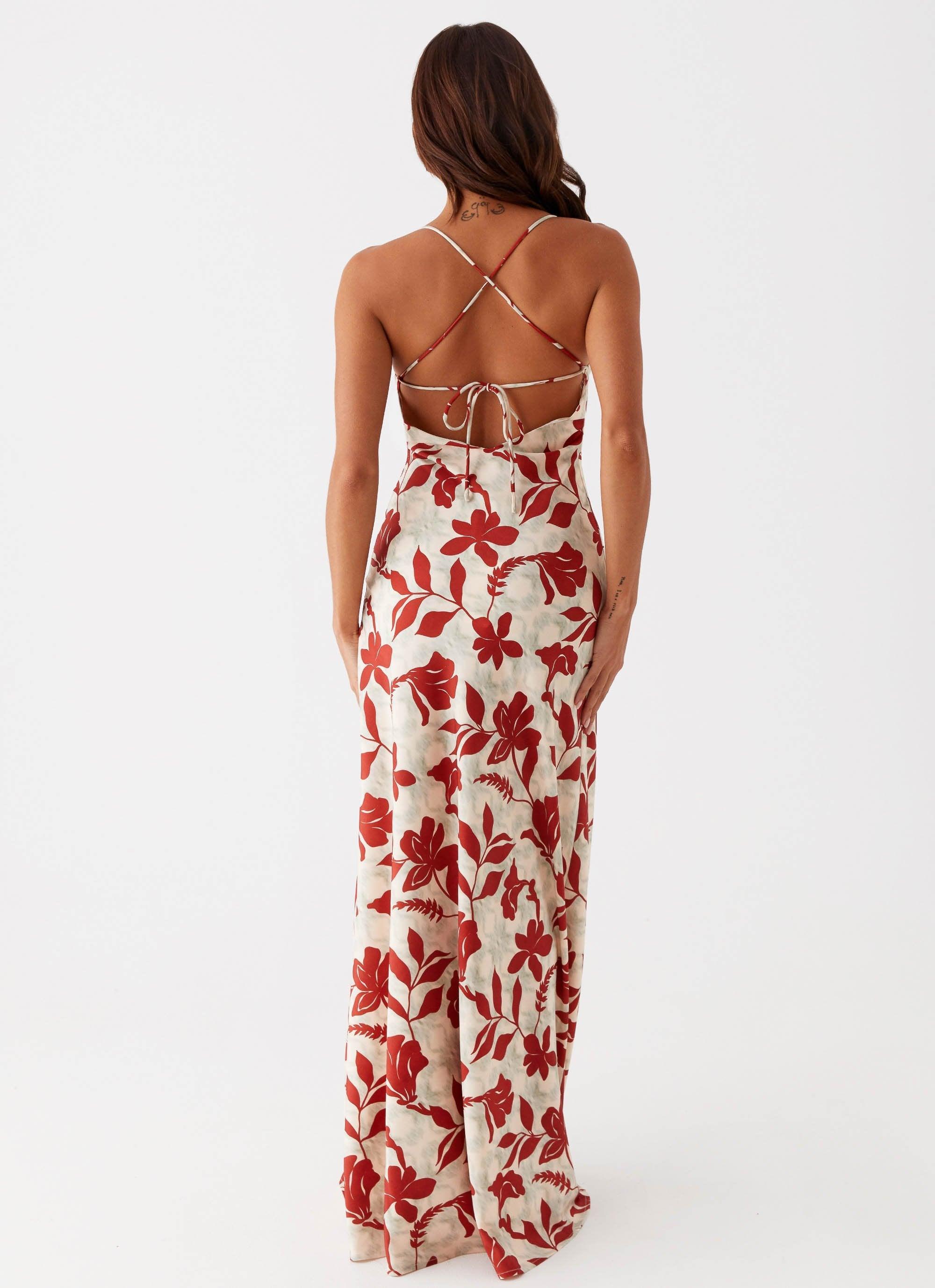 Cecily Maxi Dress - Red Green Floral Product Image