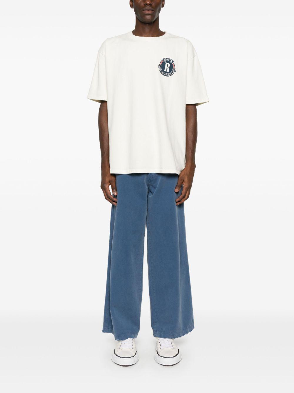 RHUDE Bordeaux Printed Cotton T-shirt In White Product Image