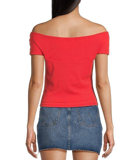 Originality Off-The-Shoulder Solid Twist Front Top Product Image