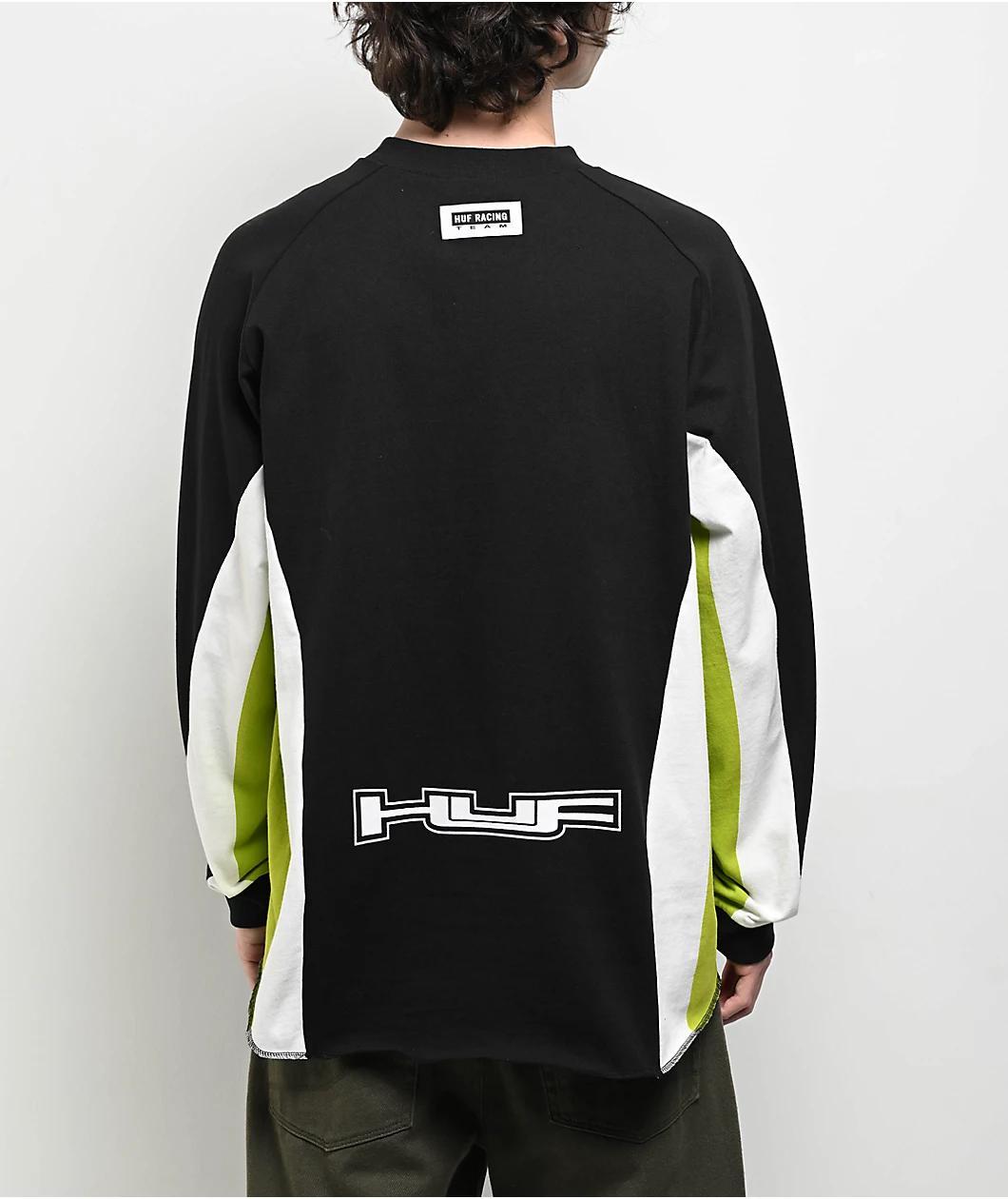 HUF Holeshot Moto Black & Green Long Sleeve T-Shirt Product Image