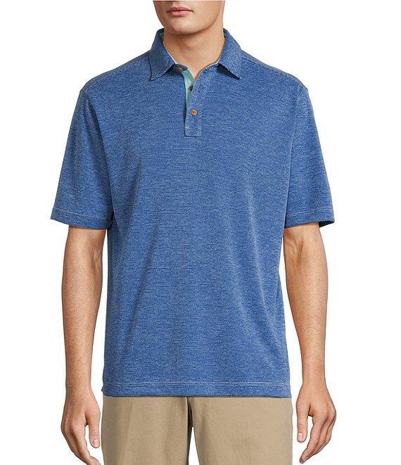 Roundtree & Yorke Short Sleeve Stripe Polynosic Polo Shirt Product Image