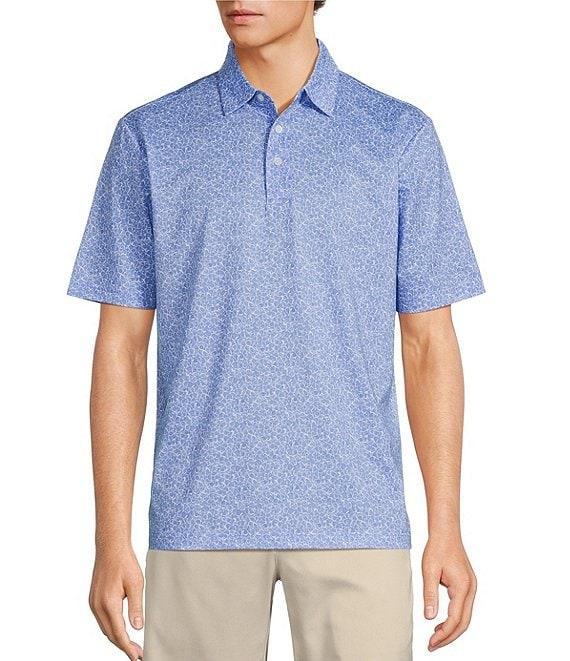 Roundtree & Yorke Performance Short Sleeve Outline Floral Print Polo Shirt Product Image
