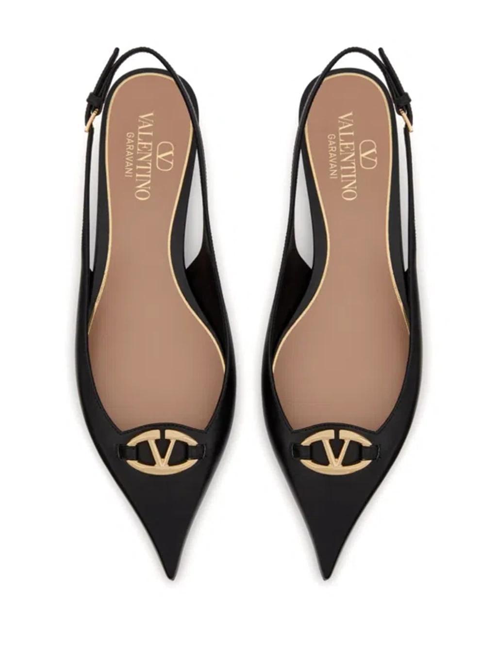 VALENTINO GARAVANI The Bold Edition Vlogo Calfskin Slingback Ballerinas 20mm Woman Black 35.5 Product Image