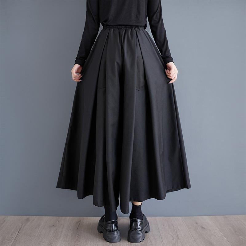 High Waist Plain Midi A-Line Skirt Product Image