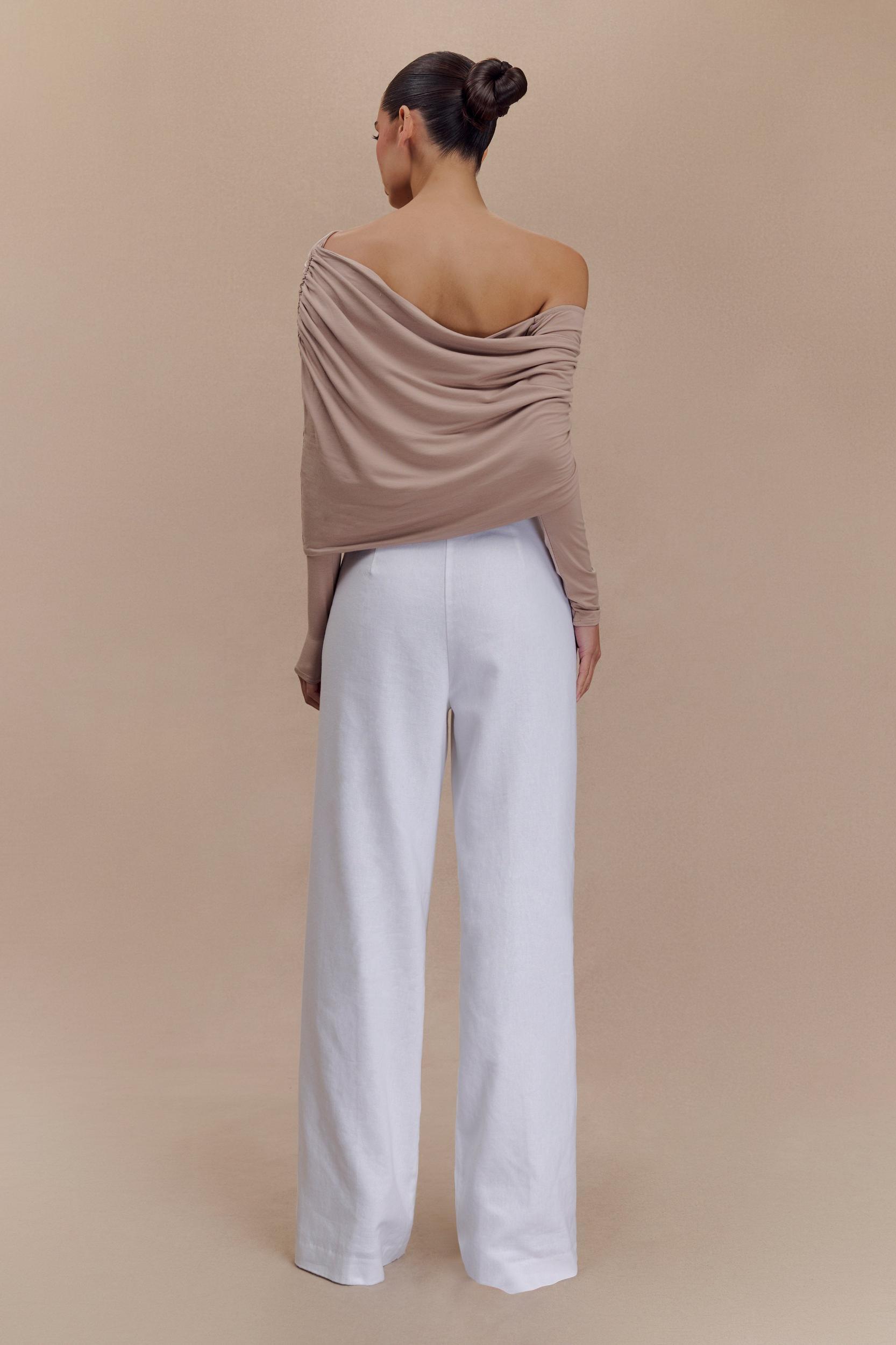 Corinna Modal One Shoulder Top - Mushroom Product Image