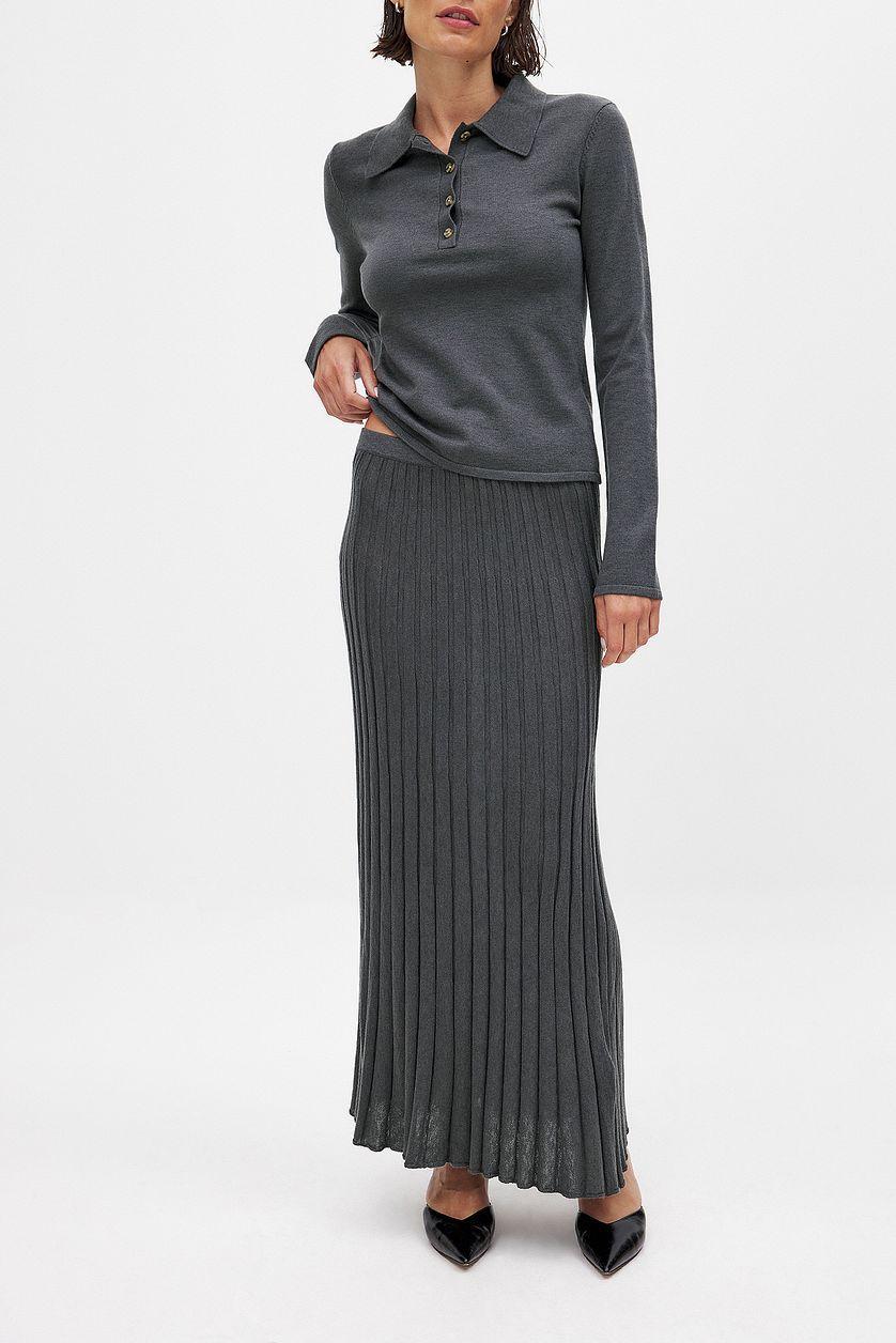Wool Blend Knitted Midi Skirt Product Image
