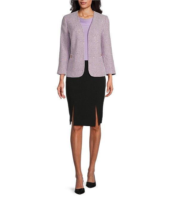 Kasper Tweed Open Front 3/4 Sleeve Jacket Product Image