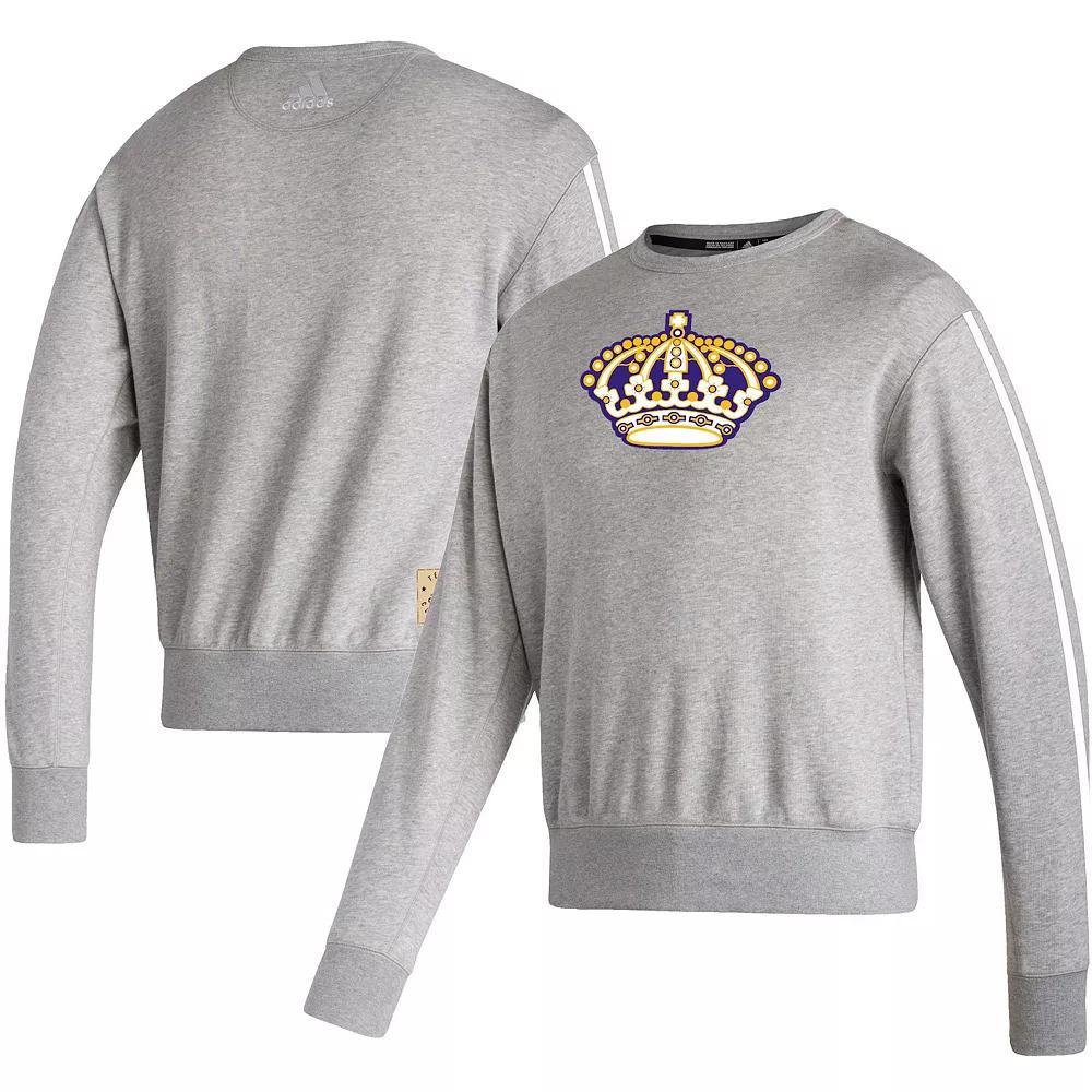 Men's adidas Heathered Gray Los Angeles Kings Team Classics Vintage Pullover Sweatshirt, Size: Medium, Kgs Grey Product Image