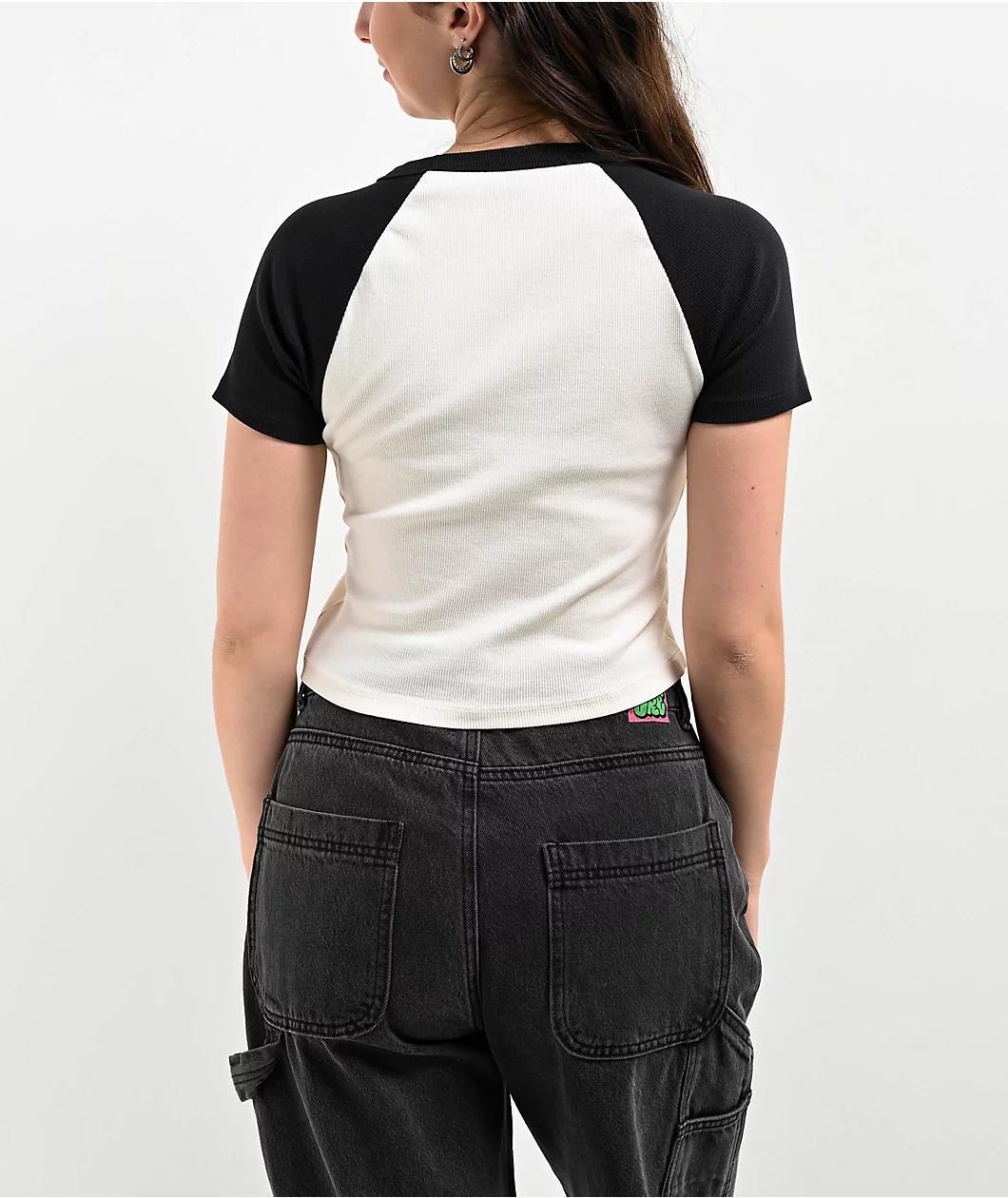 Obey Bolt Stevie Unbleached Crop Raglan T-Shirt Product Image