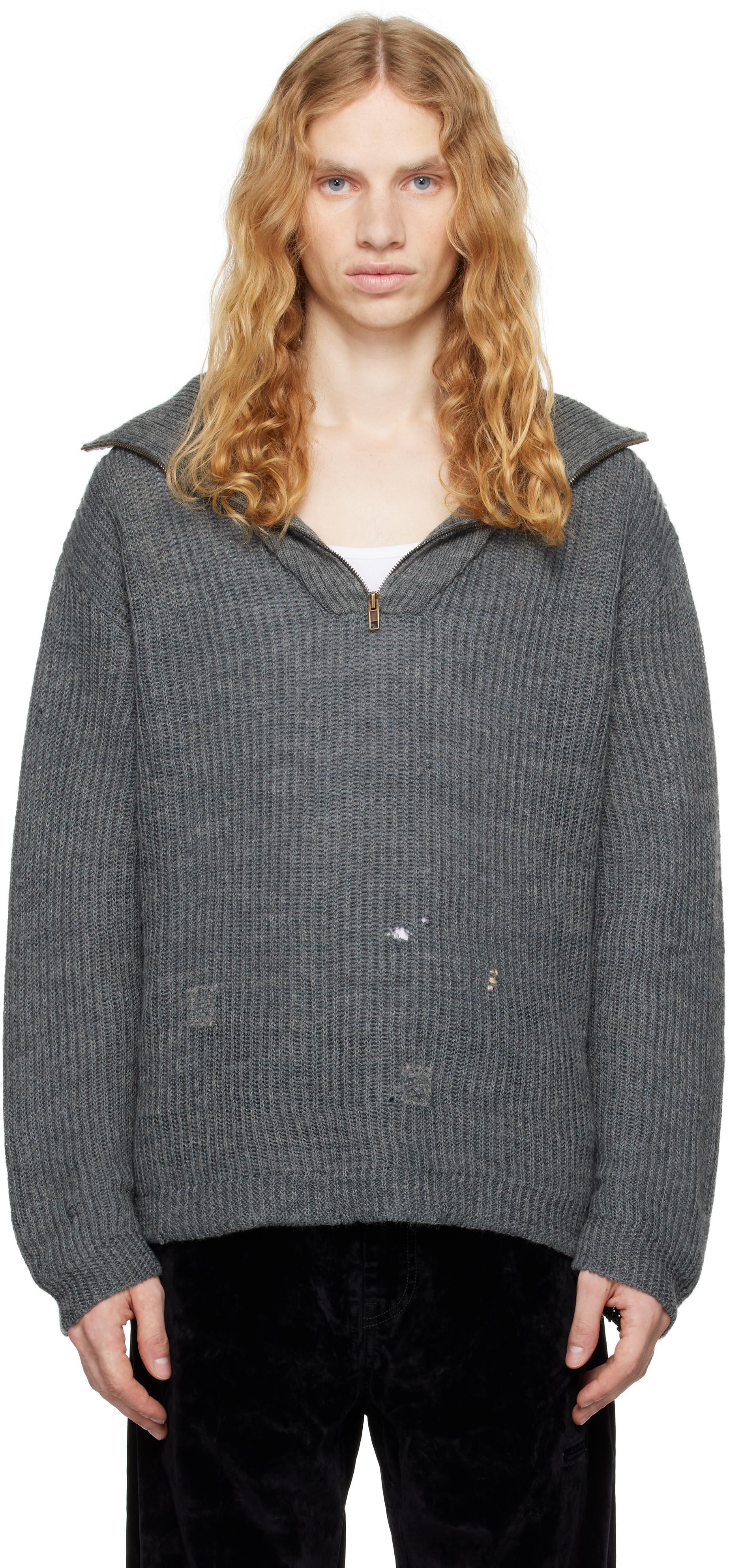 MAISON MARGIELA Gray Summer Shetland Knit Sweatshirt In 853f Grey Product Image