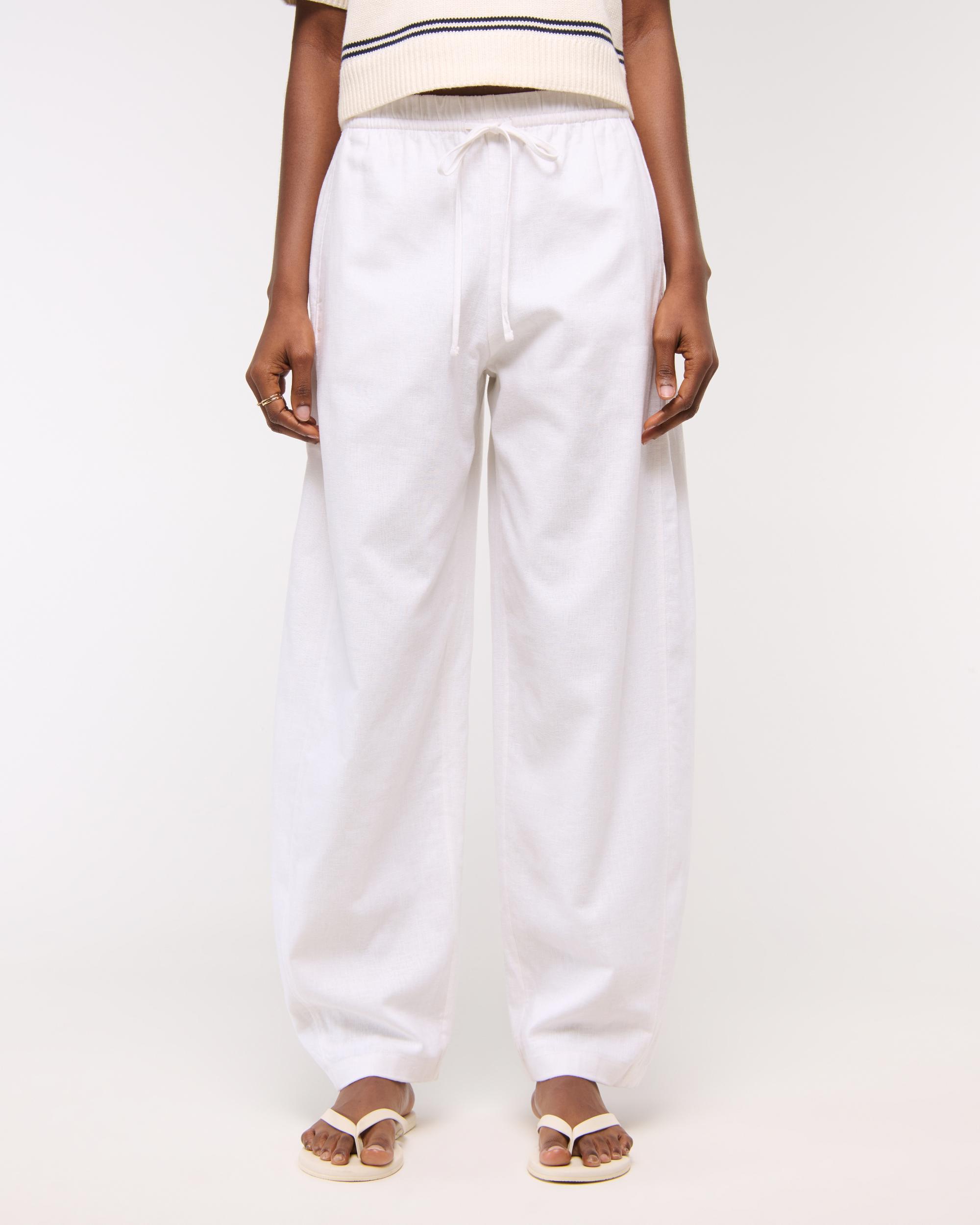 Linen-Blend Barrel Pull-On Pant Product Image