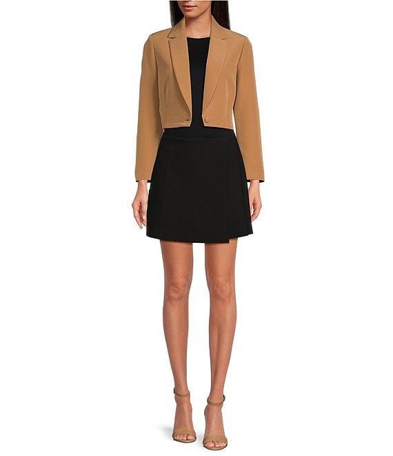 Gianni Bini Belle Stretch Suiting Coordinating Mini Faux Wrap Skirt Product Image