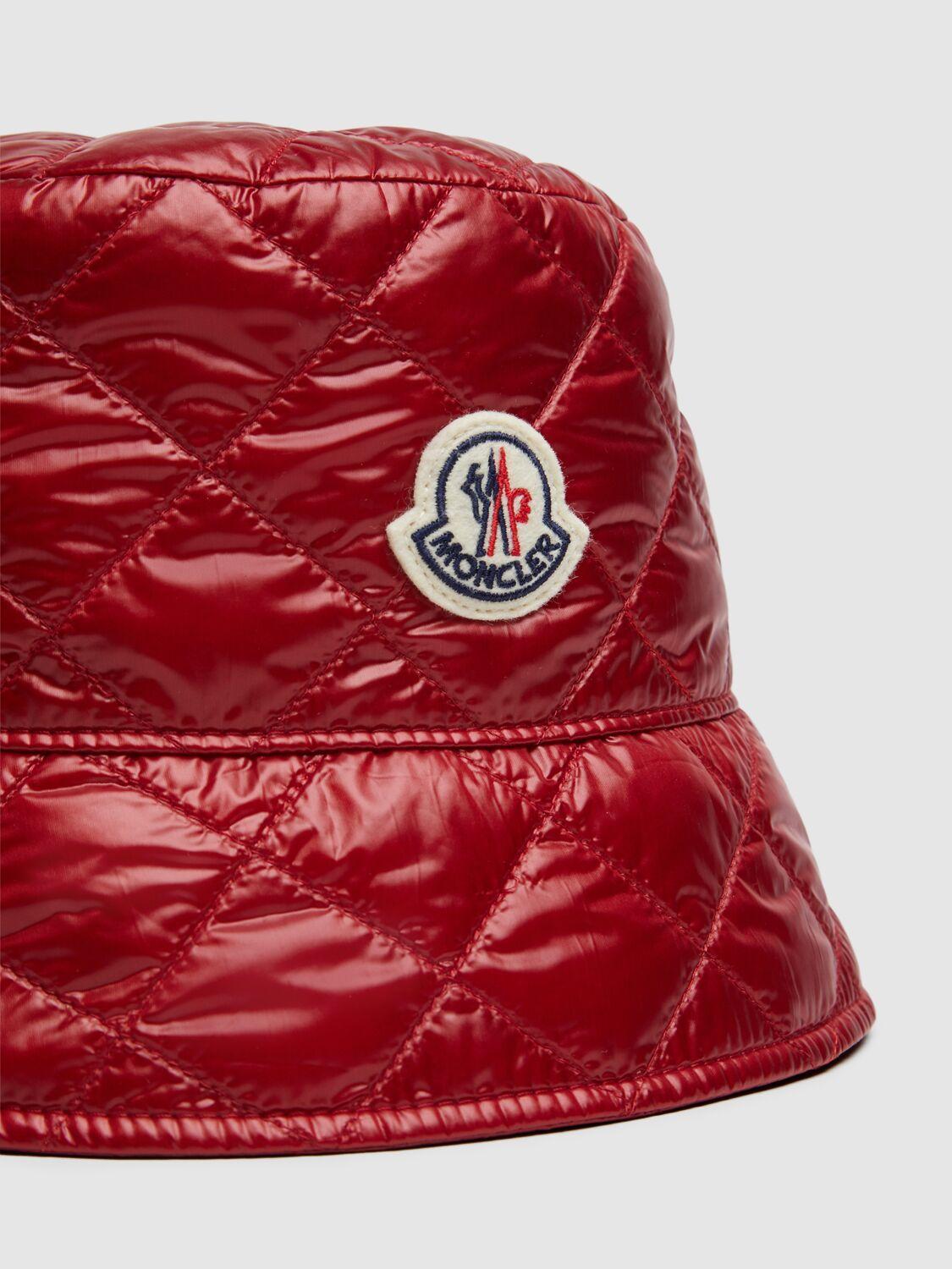 MONCLER Diamond Quilted Nylon Bucket Hat In Red Product Image