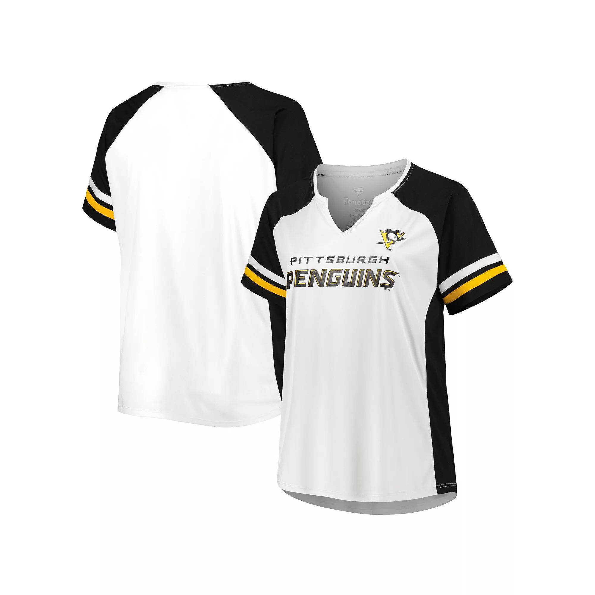 Women's Profile White Pittsburgh Penguins Plus Size Notch Neck Raglan T-Shirt, Size: 2XL Product Image