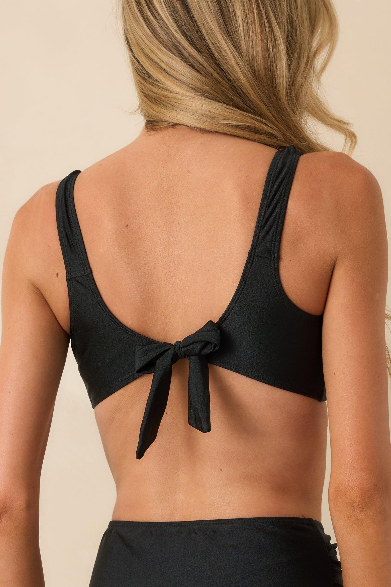 The Waves Are Calling Black Keyhole Cutout Bikini Top Product Image