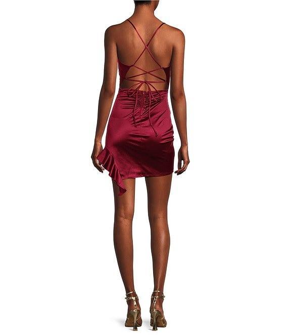 Honey and Rosie Spaghetti Strap Sweetheart Short Fitted Dress Product Image