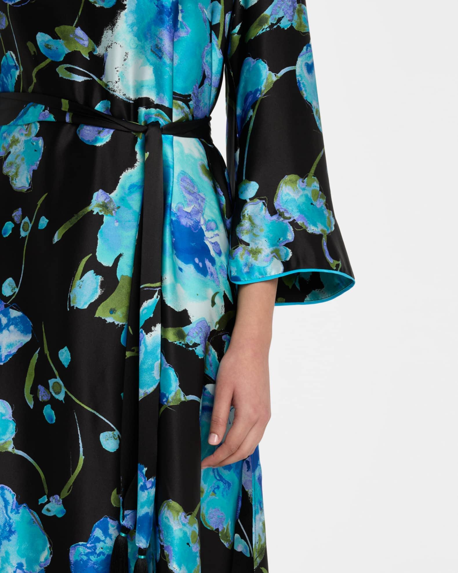 Sakura Matsuri Floral-Print Silk Midi Dress Product Image