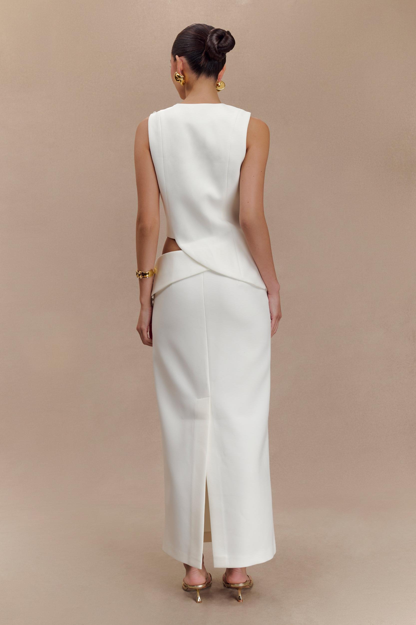 Astrid Suiting Midi Skirt - White Product Image