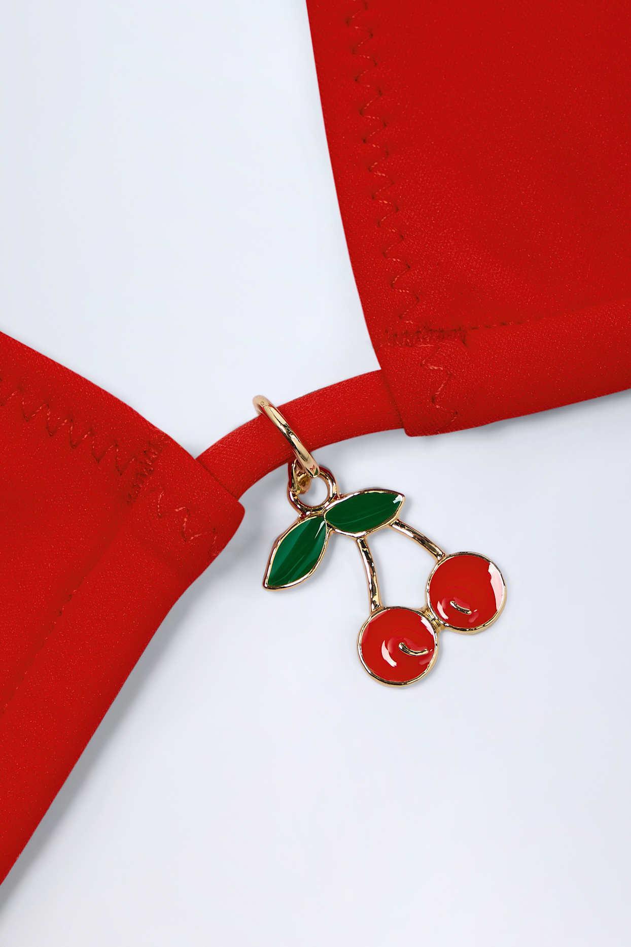Charm-Detail Triangle Bikini Top in Fiery Red Product Image
