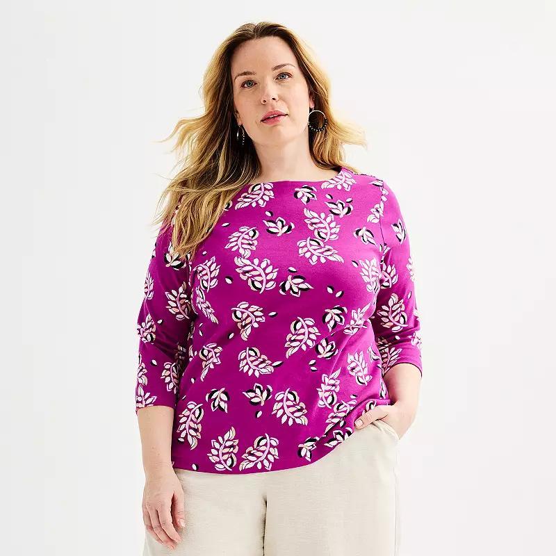 Plus Size Croft & Barrow Boatneck Top, Womens Product Image