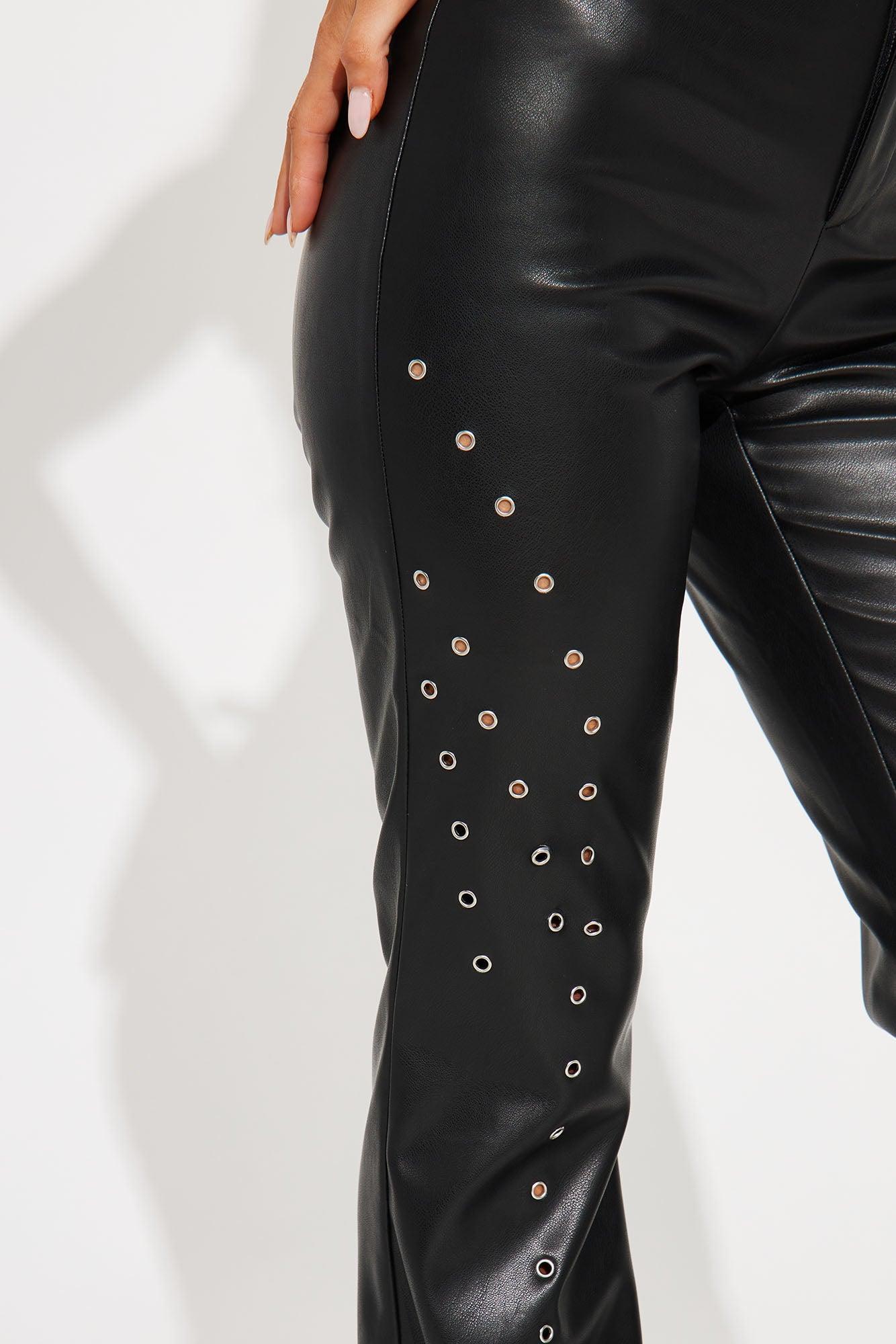 Dramatic Moves Low Rise Faux Leather Pant - Black Product Image