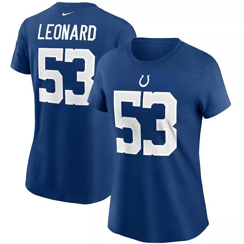 Womens Nike Shaquille Leonard Royal Indianapolis Colts Name & Number T-Shirt Product Image