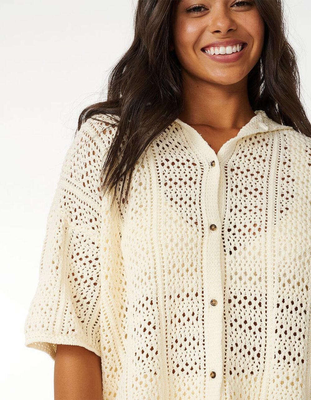 RIP CURL Pacific Dreams Womens Crochet Shirt - OFF WHITE Product Image