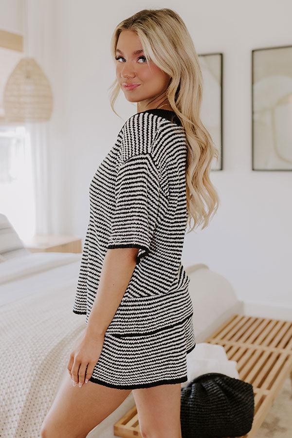 Lake Days Stripe Knit Top in Black Product Image