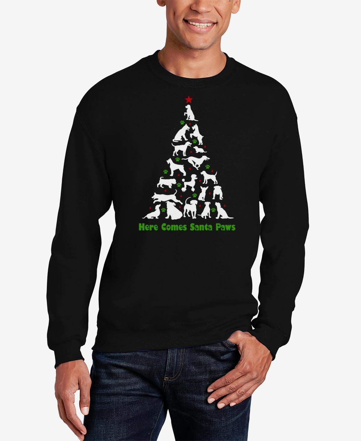 La Pop Art Mens Here Comes Santa Paws Word Art Crewneck Sweatshirt Product Image