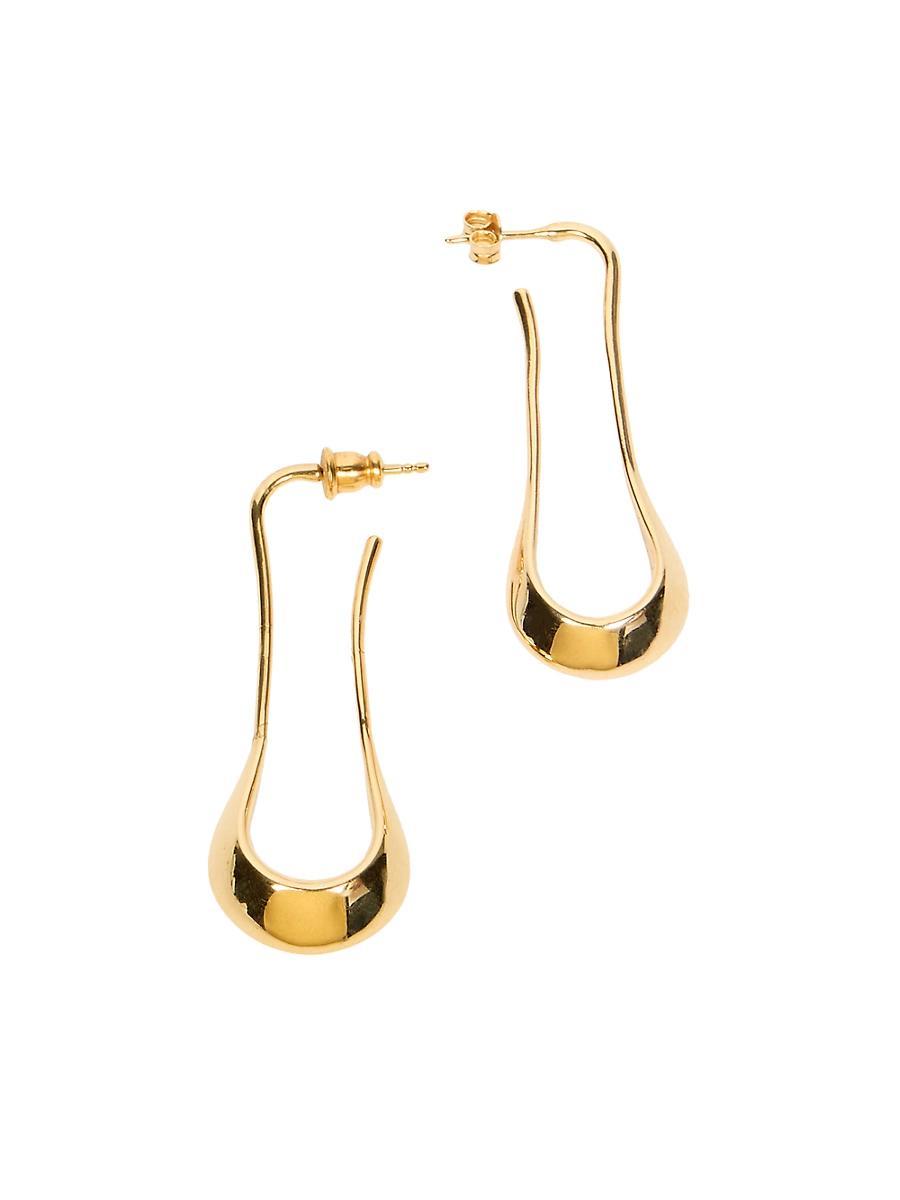 Mens Unisex Gold-Plated Sterling Silver Short Drop Earrings Product Image