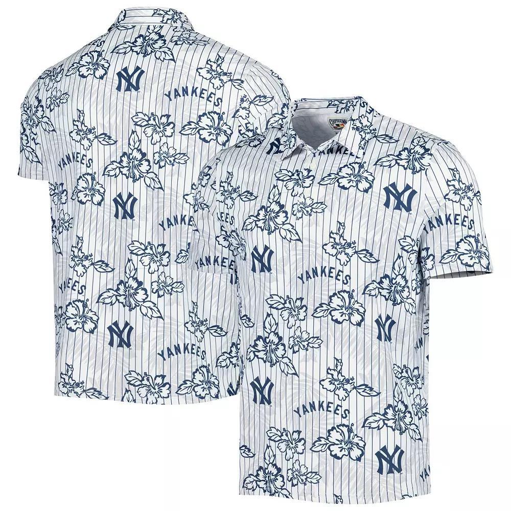Men's Reyn Spooner White New York Yankees Cooperstown Collection Puamana Print Polo, Size: Small Product Image