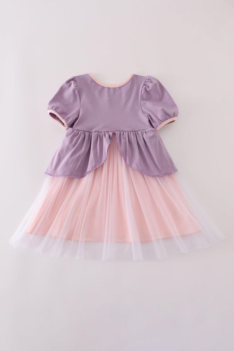 Purple princess embroidery ruffle dress Product Image