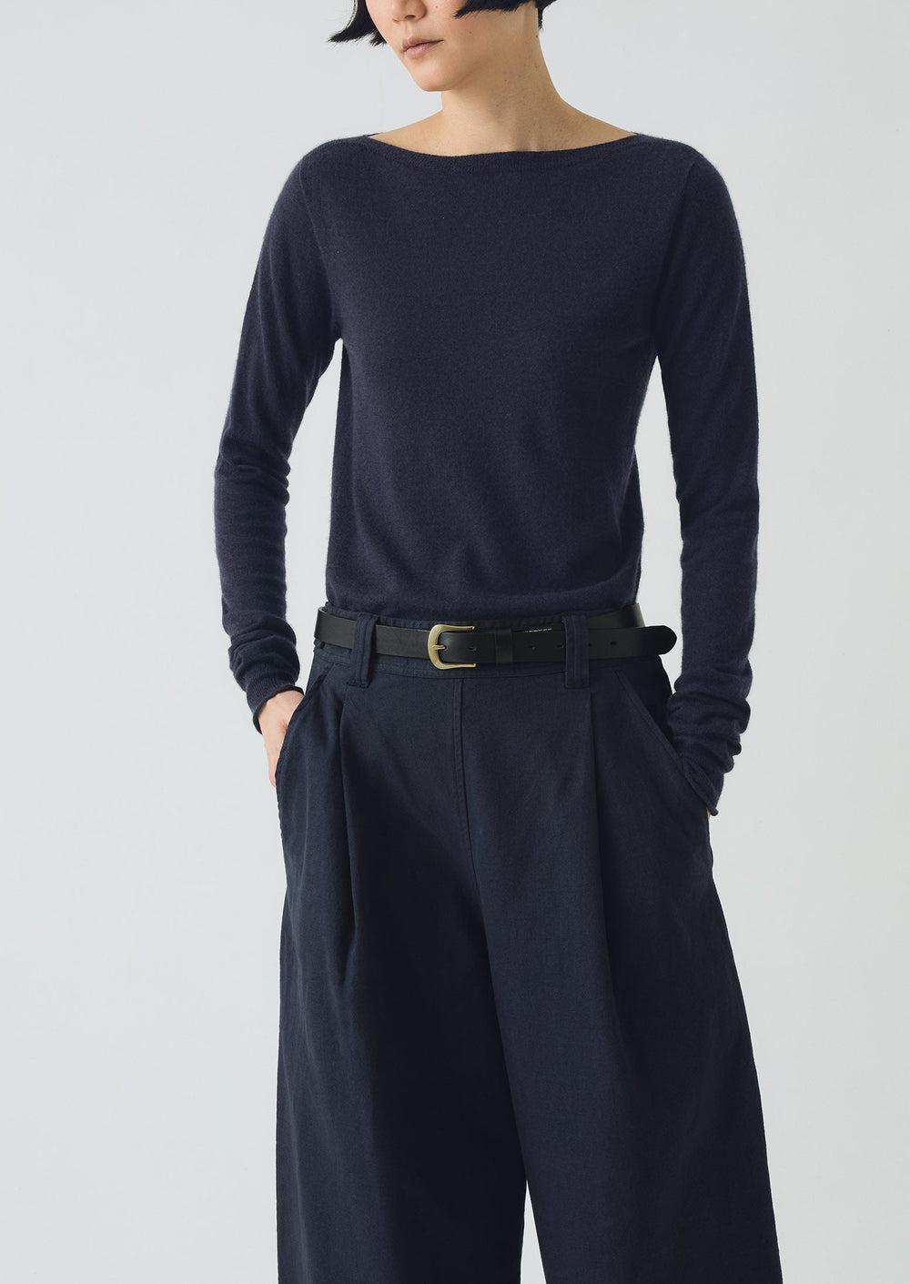 Fine Wool Cashmere Sweater | Dark Navy Product Image