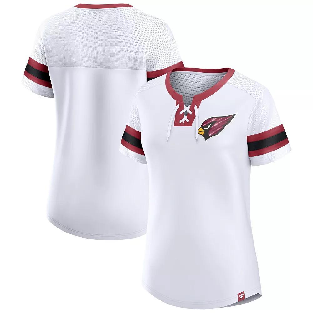 Women's Fanatics White Arizona Cardinals Sunday Best Lace-Up T-Shirt, Size: XS Product Image