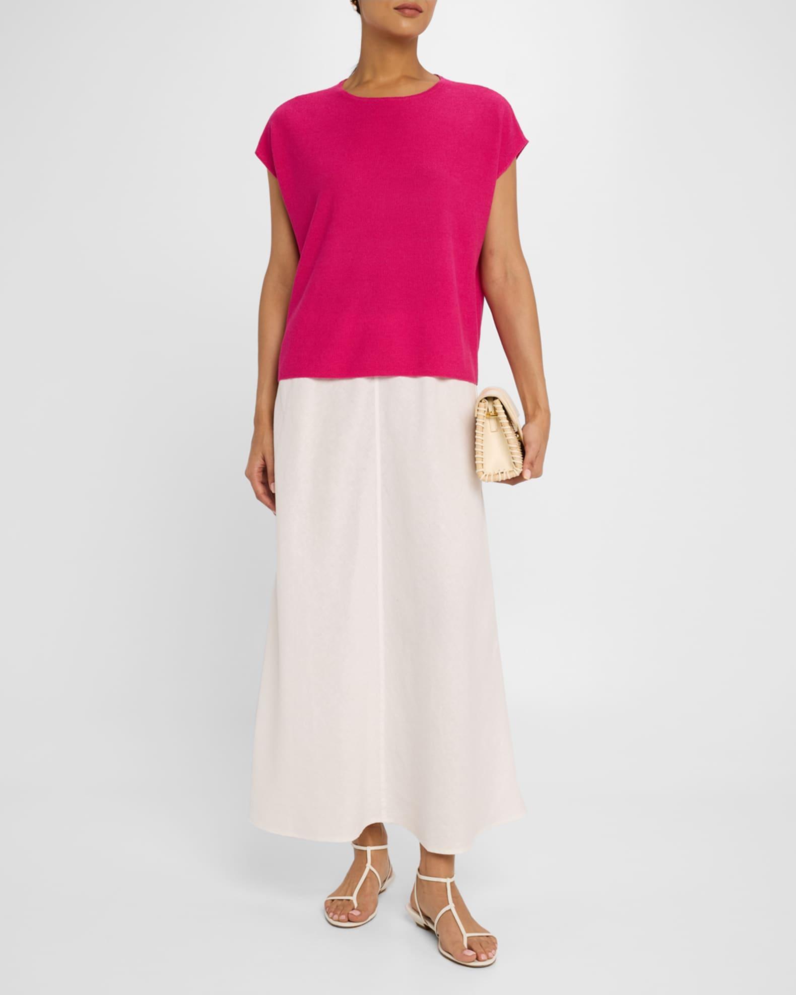 Cap-Sleeve Crewneck Knit Sweater Product Image